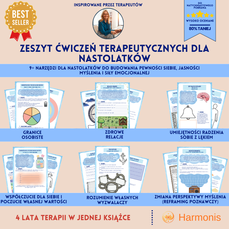 Zeszyt Terapeutyczny Dla Nastolatków - Ponad 9+ narzędzi zatwierdzonych przez terapeutów, które pomagają budować pewność siebie, jasność myślenia i siłę emocjonalną, wspierając rozwój nastolatka