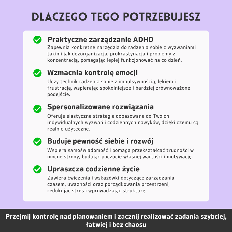 ADHD Zestaw Narzędzi Wspierających Funkcje Wykonawcze – Narzędzia Do Codziennej Koncentracji