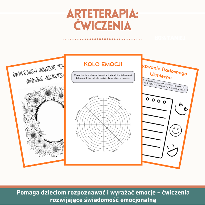 Terapia Artystyczna: Ćwiczenia dla dzieci i nastolatków – 110+ drukowalnych ćwiczeń wspierających zdrowie psychiczne (CBT, uważność i SEL)